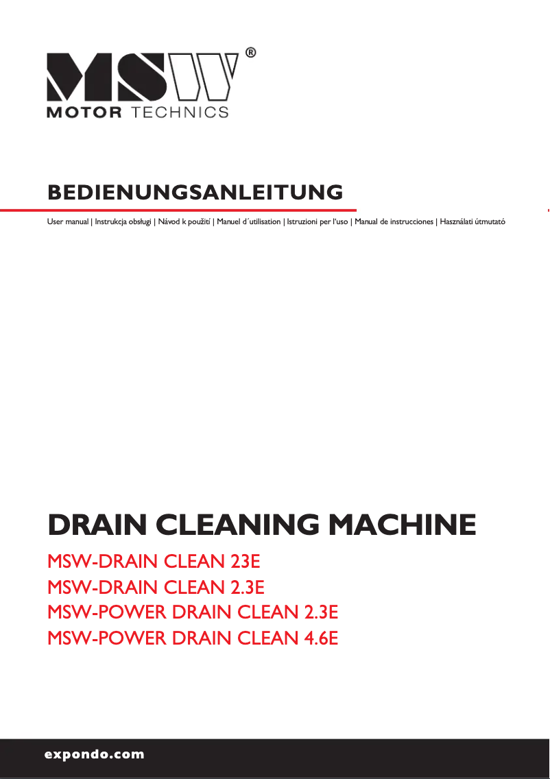 Page 1 de la notice Manuel utilisateur MSW MSW-DRAIN CLEAN 23E