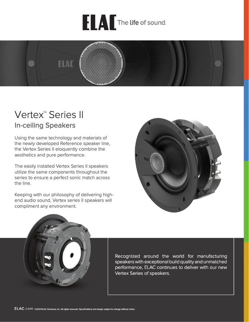 Page n°1 - Fiche technique ELAC Vertex II IW-V62