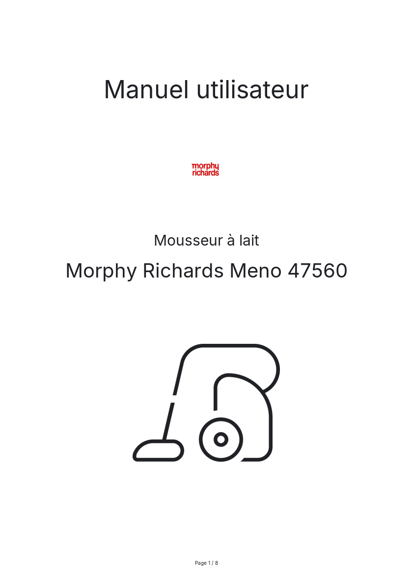 Page n°1 - Manuel utilisateur Morphy Richards Meno 47560
