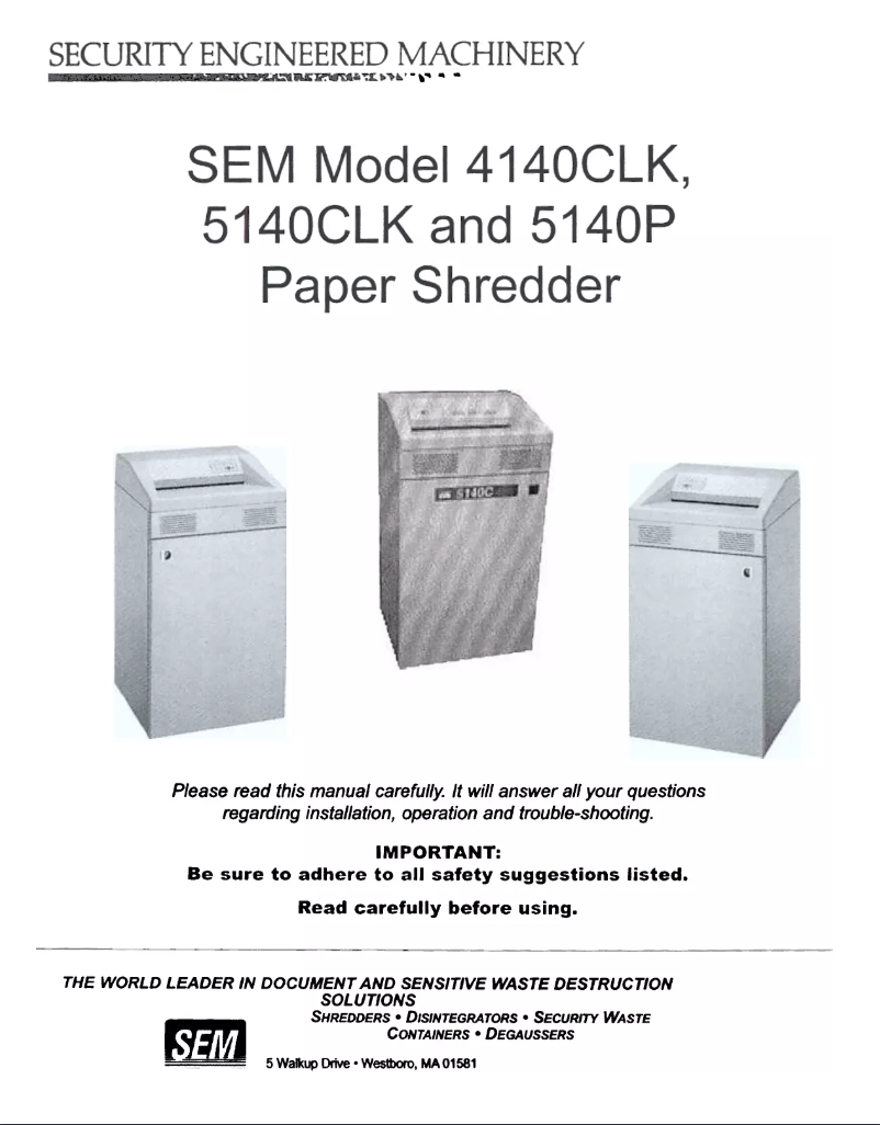 Page n°1 - Manuel utilisateur SEM 5140CLK