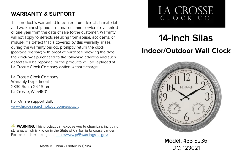 Page 1 de la notice Manuel utilisateur La Crosse Technology 433-3236