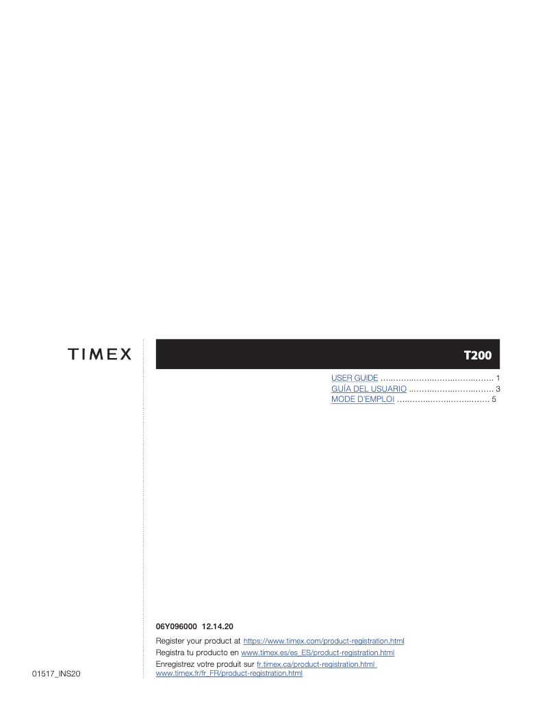 Page n°1 - Manuel utilisateur Timex Ironman T200