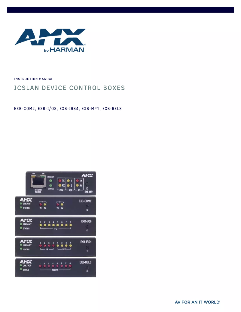 Page n°1 - Manuel utilisateur AMX EXB-REL8
