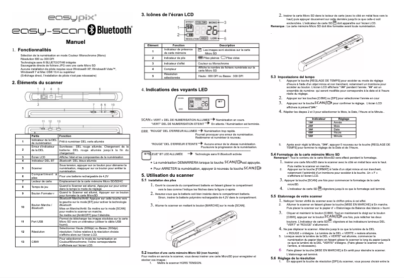 Image de la première page du manuel de l'appareil EasyScan Bluetooth