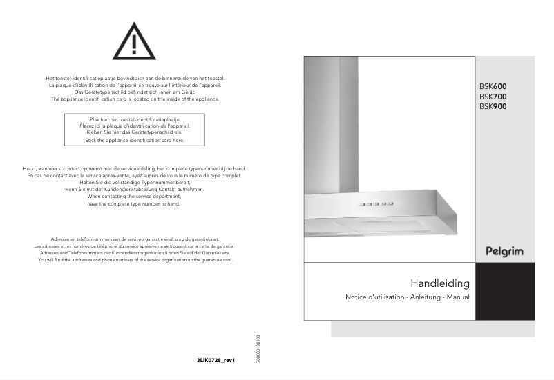 Página 1 del manual Manual de usuario Pelgrim BSK600MAT