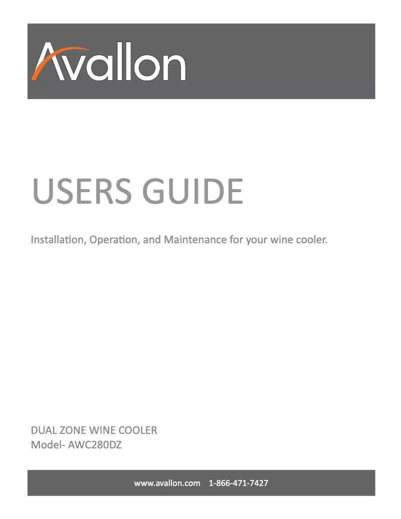 Page n°1 - Manuel utilisateur Avallon AWC280DZ