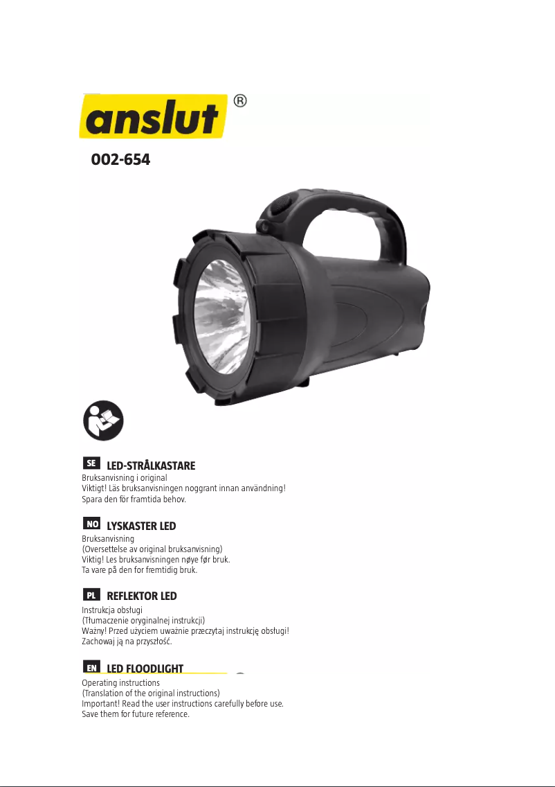 Page n°1 - Manuel utilisateur Anslut 002-654