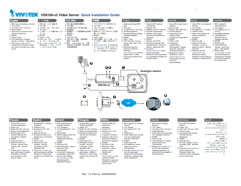 Page 1 de la notice Guide d'installation Vivotek VS8100-v2