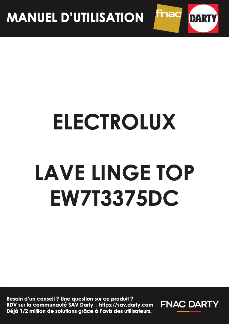 Page n°1 - Manuel utilisateur Electrolux EW7T3375DC