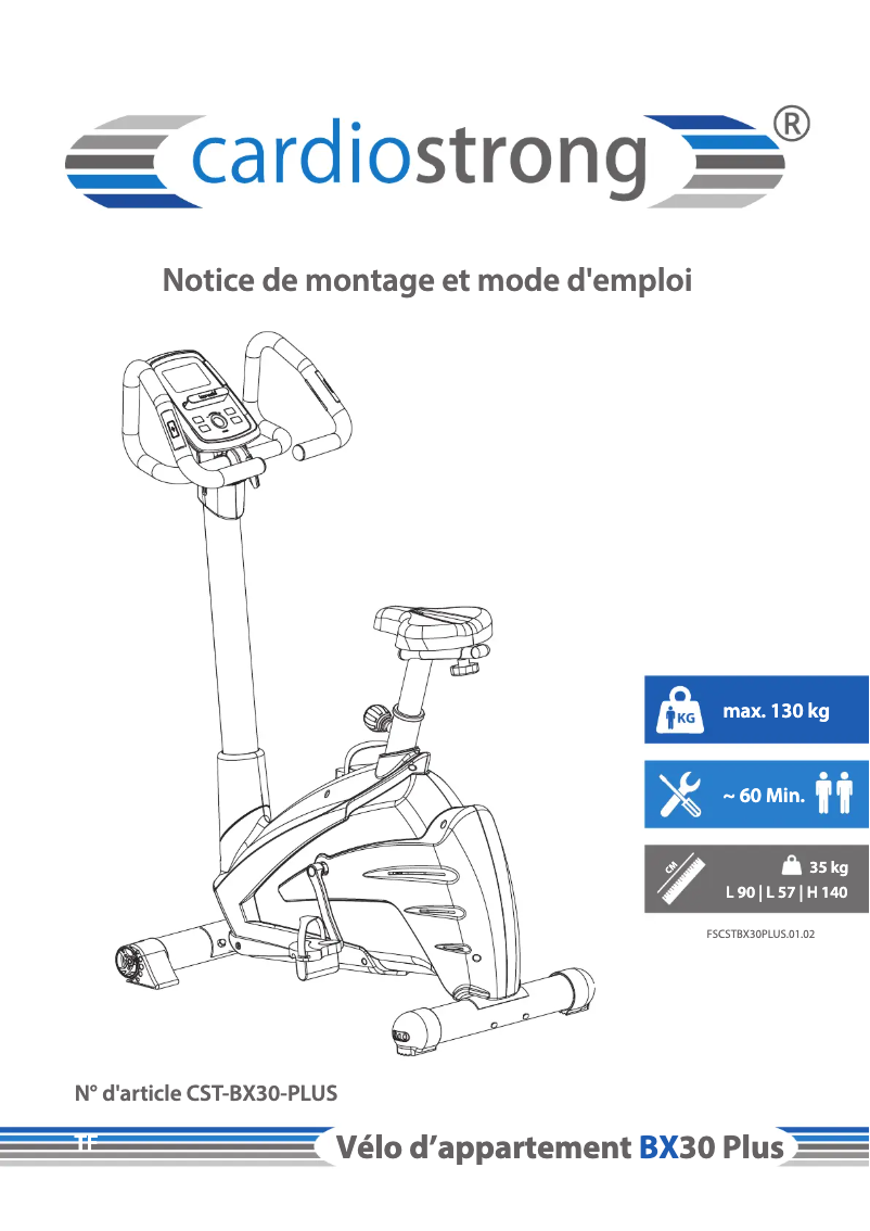 Página 1 del manual Manual de usuario Cardiostrong BX30 Plus