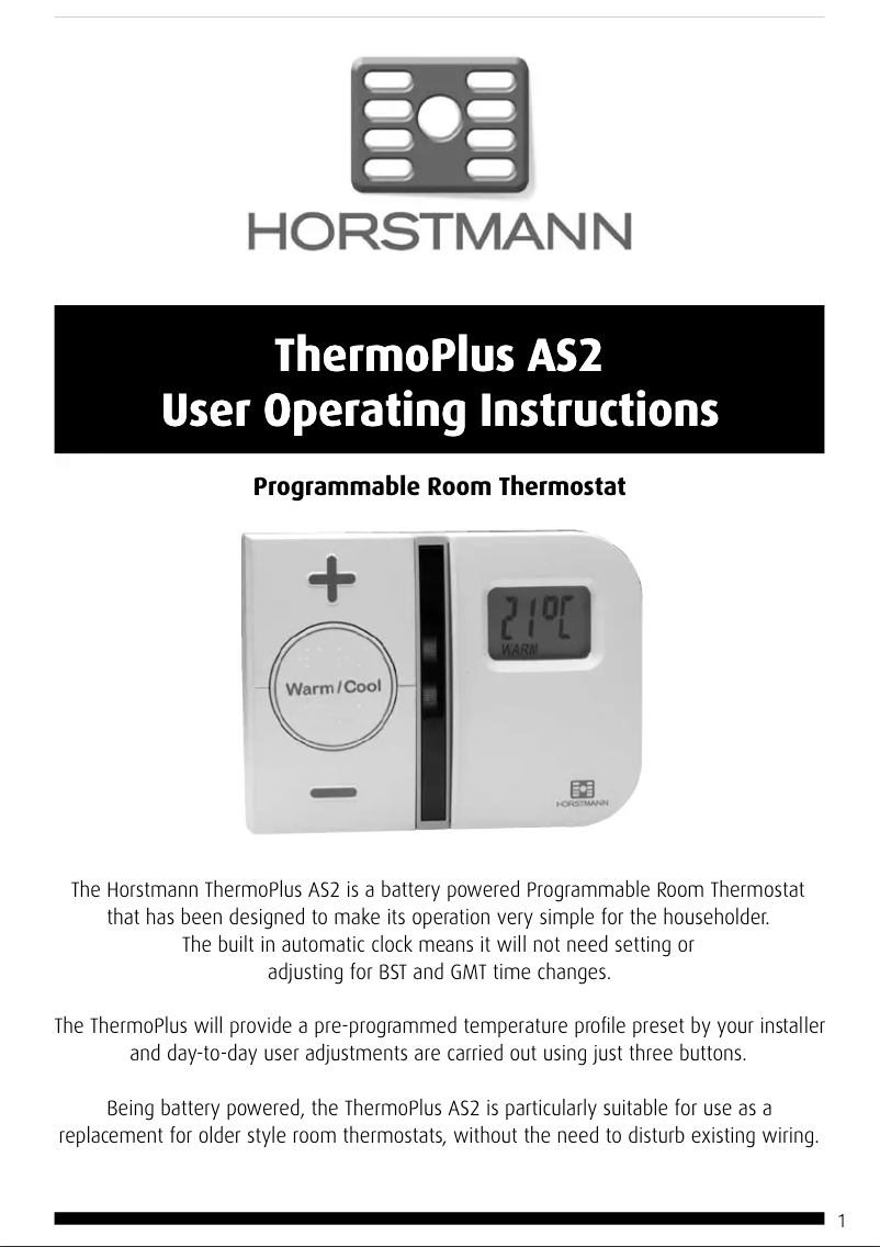 Page n°1 - Manuel utilisateur Horstmann ThermoPlus AS2