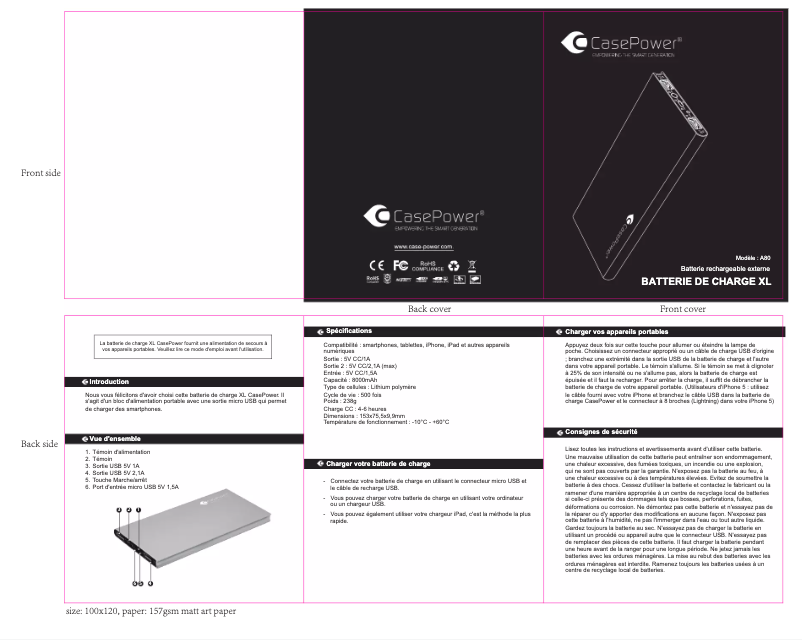 Page n°1 - Manuel utilisateur CasePower A80
