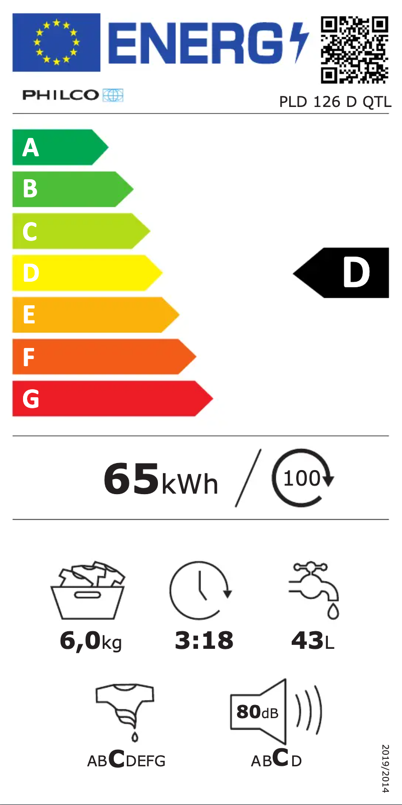Page n°1 - Label énergétique Philco PLD 126 D QTL