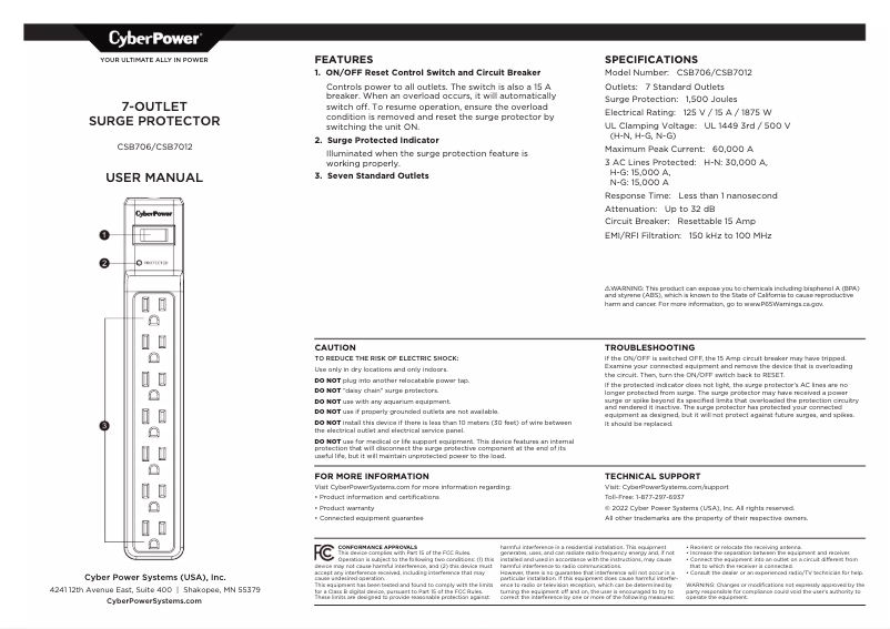 Page 1 de la notice Manuel utilisateur CyberPower Essential CSB706