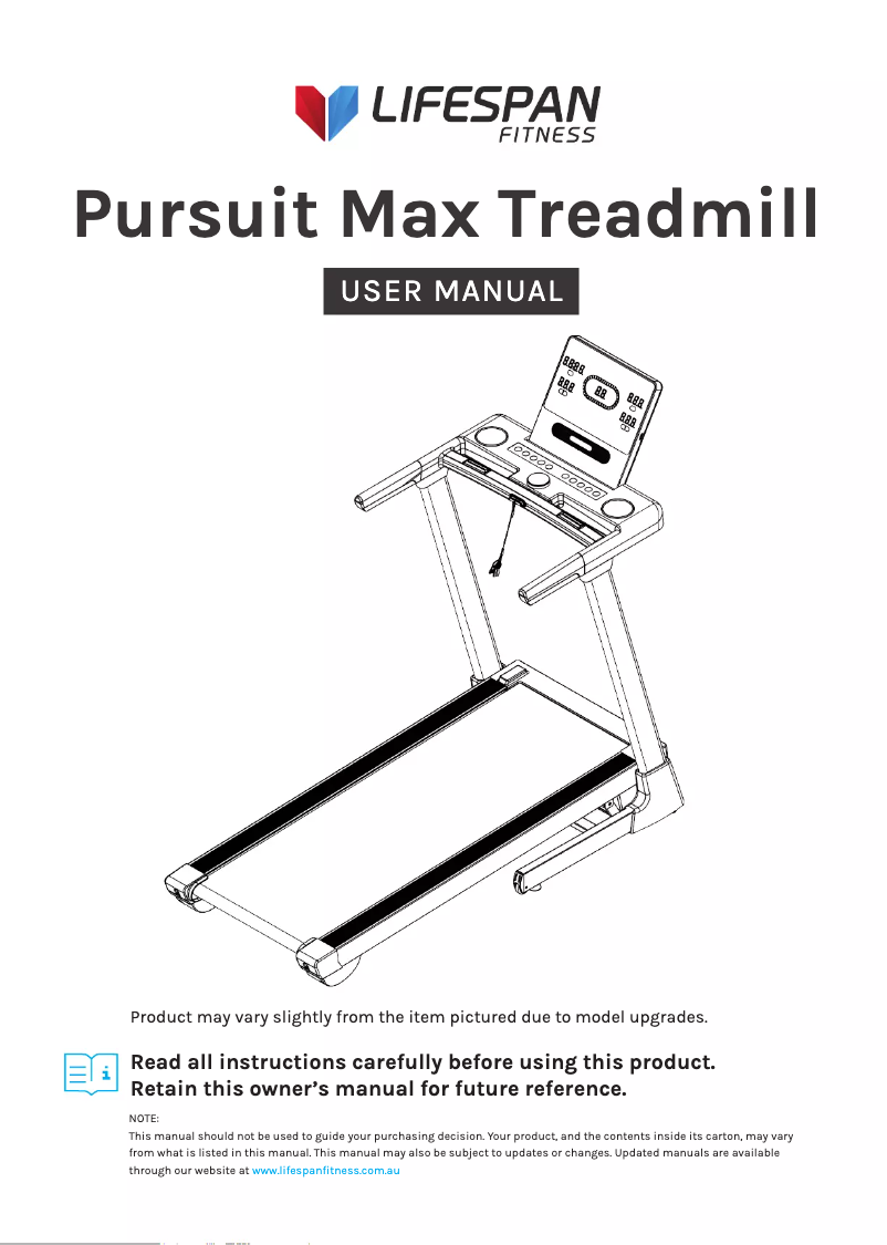 Page n°1 - Manuel utilisateur LifeSpan Pursuit Max
