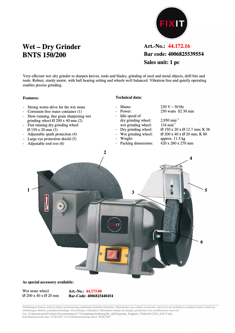 Page 1 de la notice Manuel utilisateur FIXIT BNTS 150/200