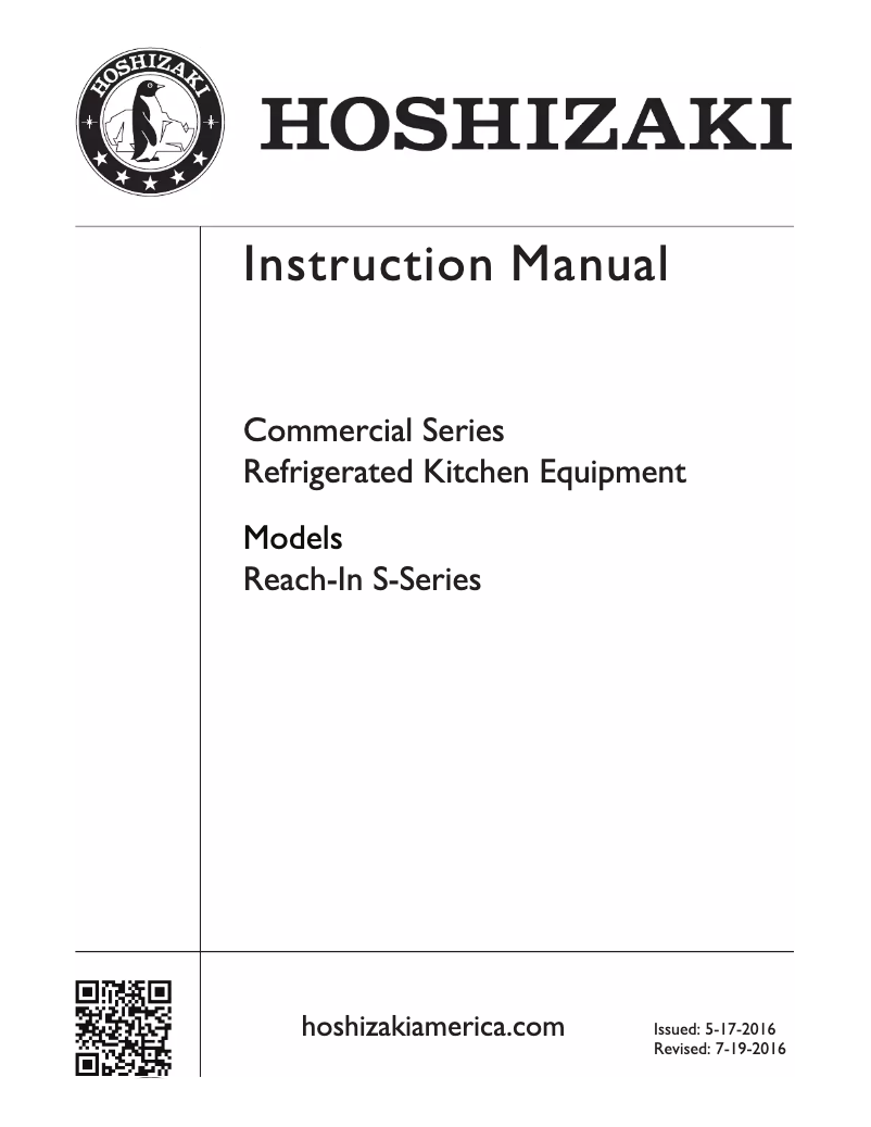 Page n°1 - Manuel d'utilisation et d'entretien Hoshizaki Commercial CF1S-FGY