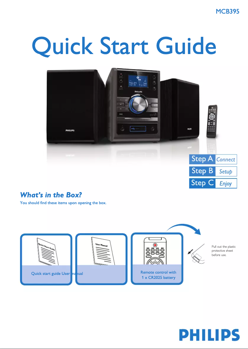 Page n°1 - Guide de démarrage rapide Philips MCB395