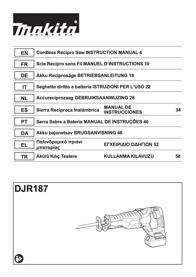 Imagen de la primera página del manual del dispositivo DJR187Z