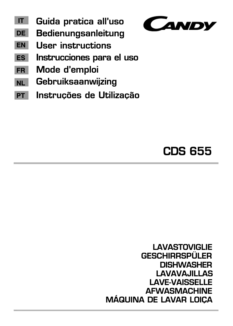Page 1 de la notice Manuel utilisateur Candy CDS 655X-S