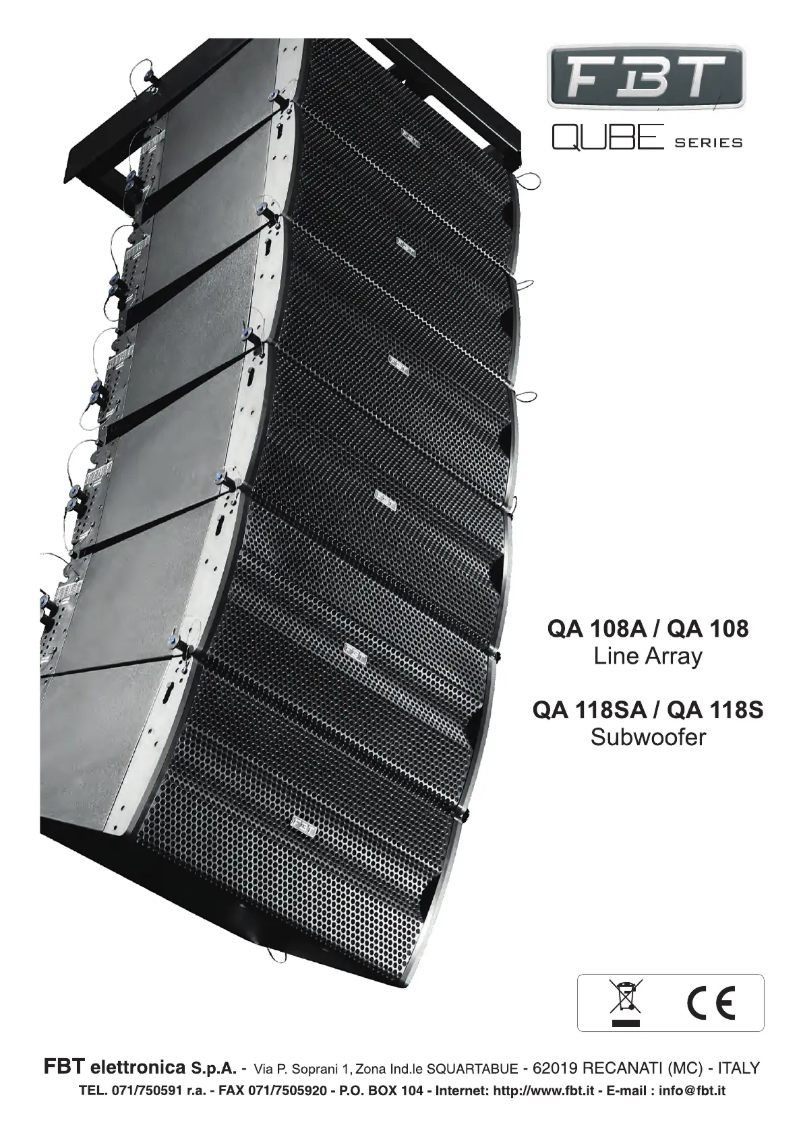 Page n°1 - Manuel utilisateur FBT Qube QA 108