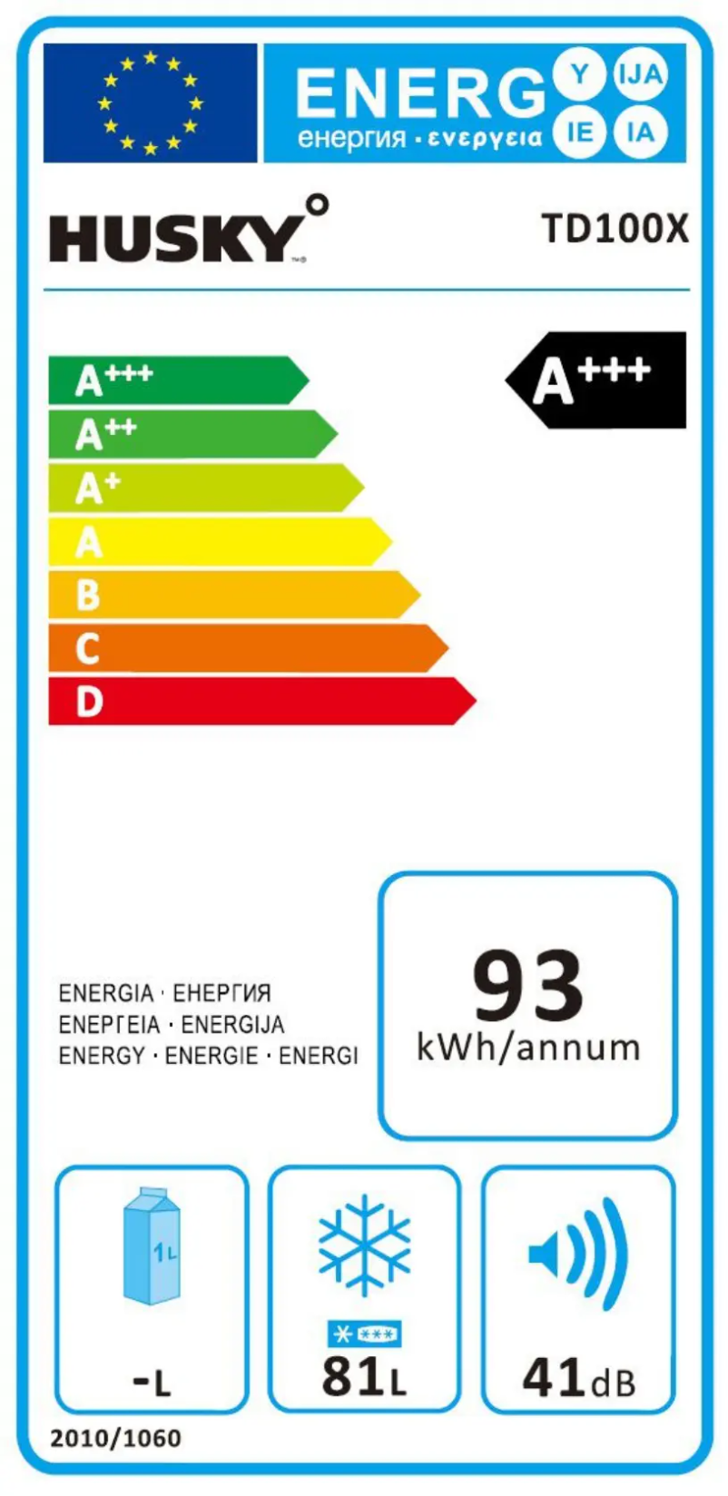Page n°1 - Label énergétique Husky TD100X