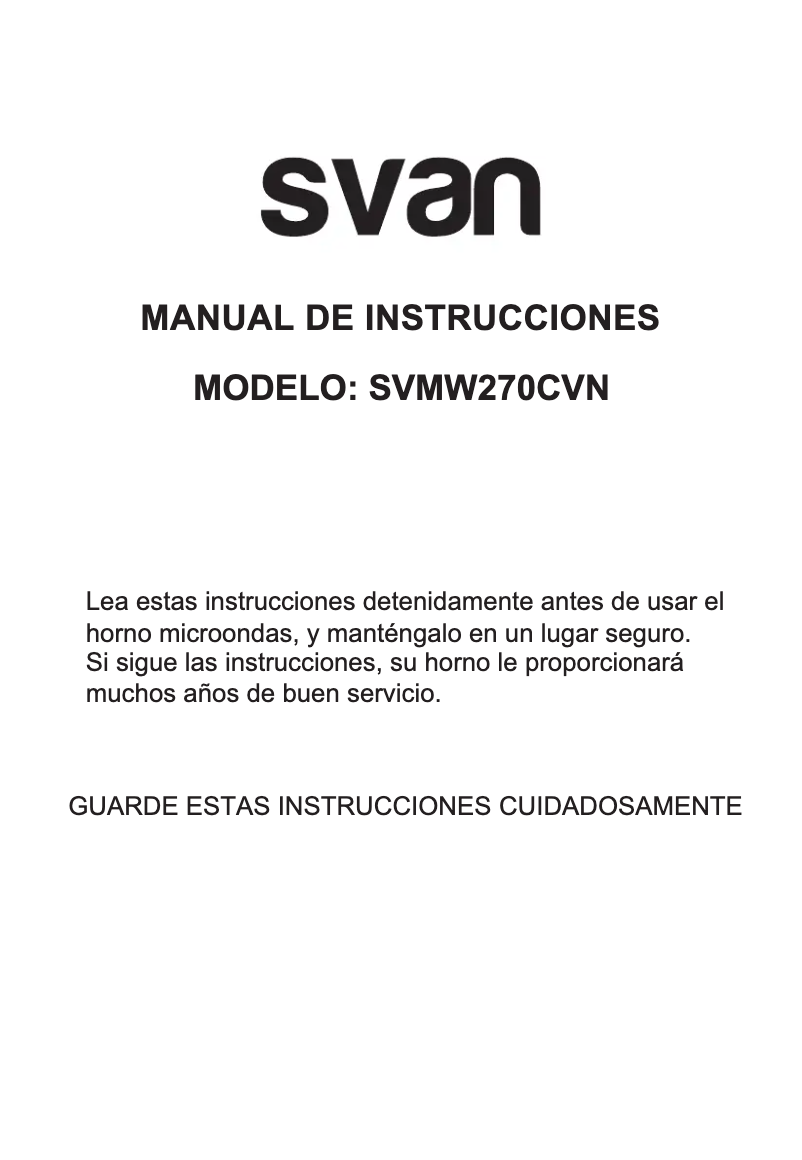 Page 1 de la notice Manuel utilisateur SVAN SVMW270CVN