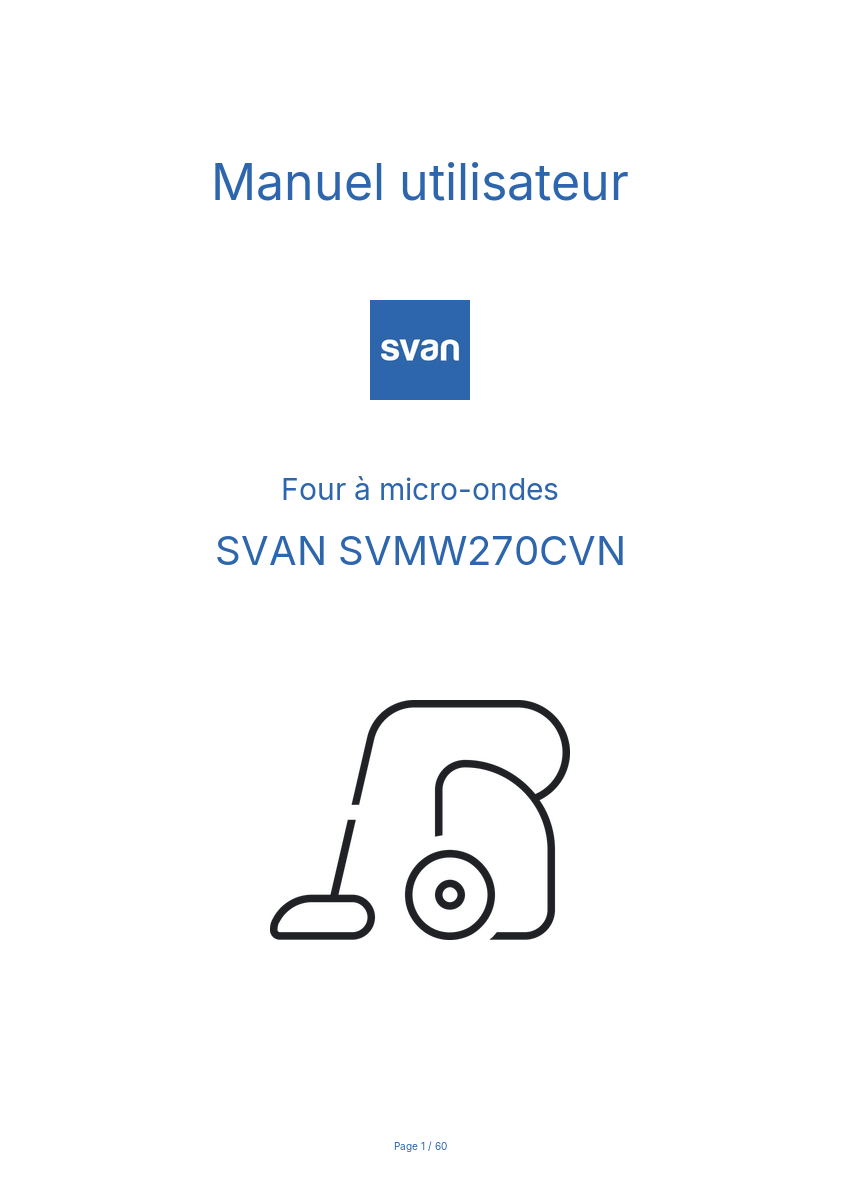 Page n°1 - Manuel utilisateur SVAN SVMW270CVN