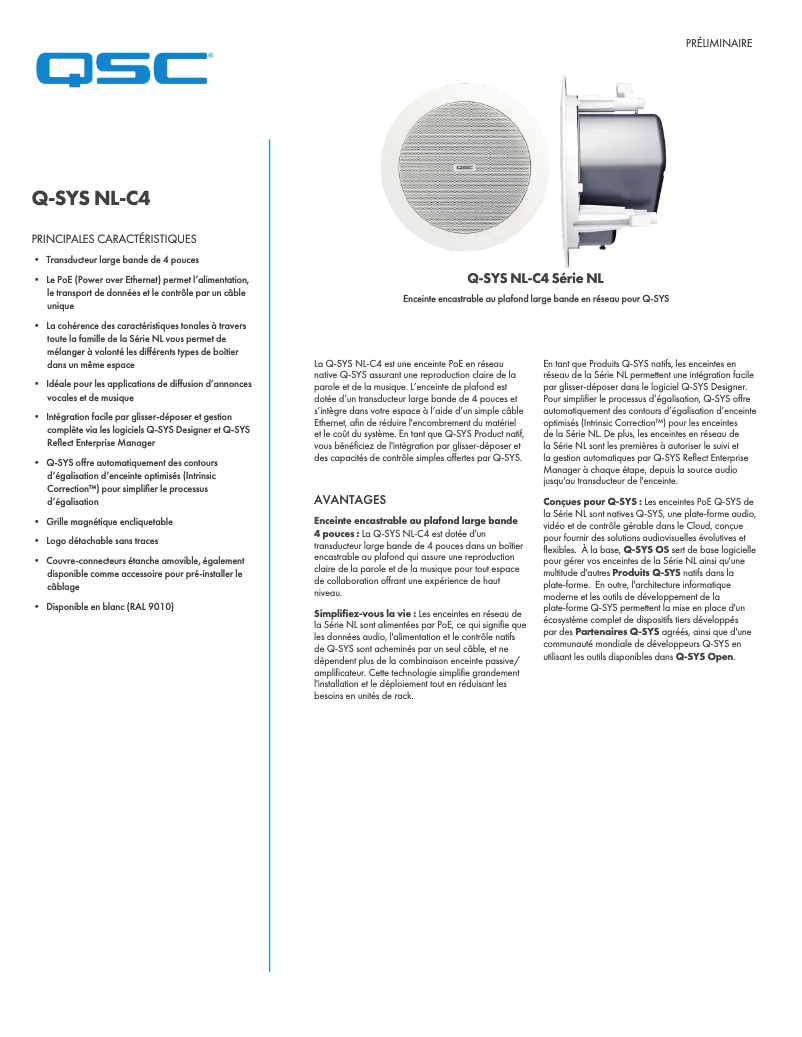 Página 1 del manual Ficha técnica QSC NL-C4