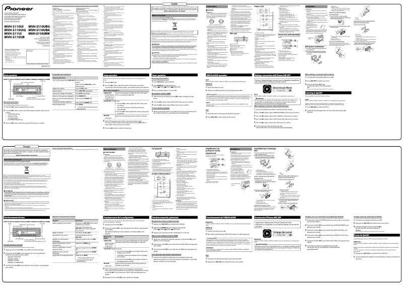 Image de la première page du manuel de l'appareil MVH-S110UIG