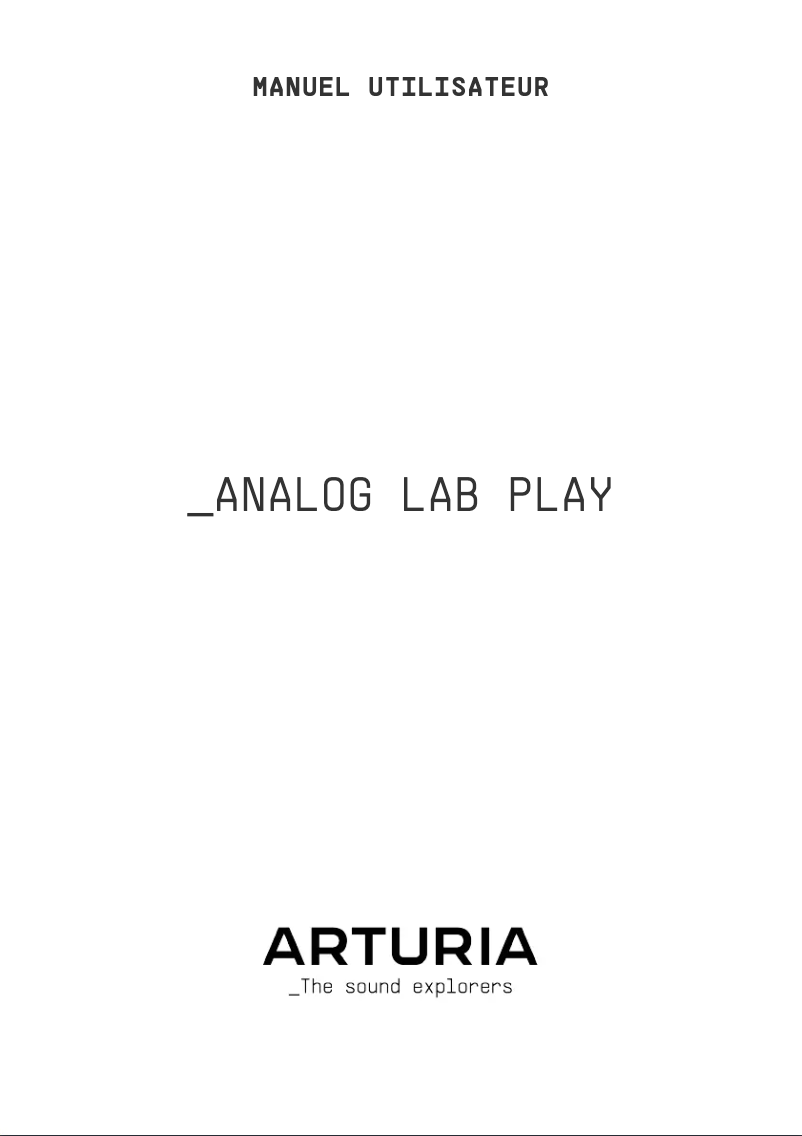 Página 1 del manual Manual de usuario Arturia Analog Lab Play