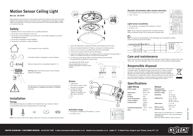 Page n°1 - Manuel utilisateur Cotech 36-6078