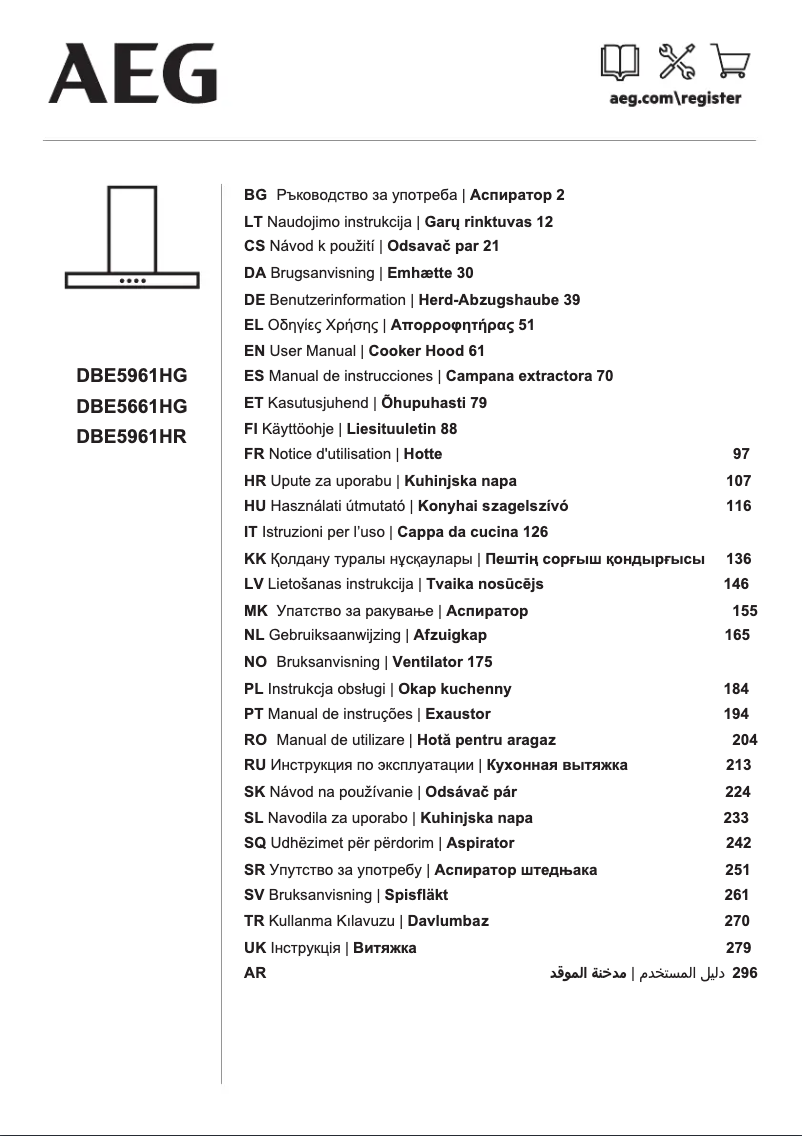Page 1 de la notice Manuel utilisateur AEG DBE5661HG