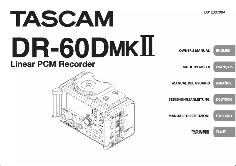 Page 1 de la notice Manuel utilisateur Tascam DR-60D MKII