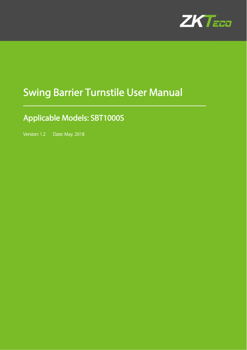 Page 1 de la notice Manuel utilisateur ZKTeco SBT1000S