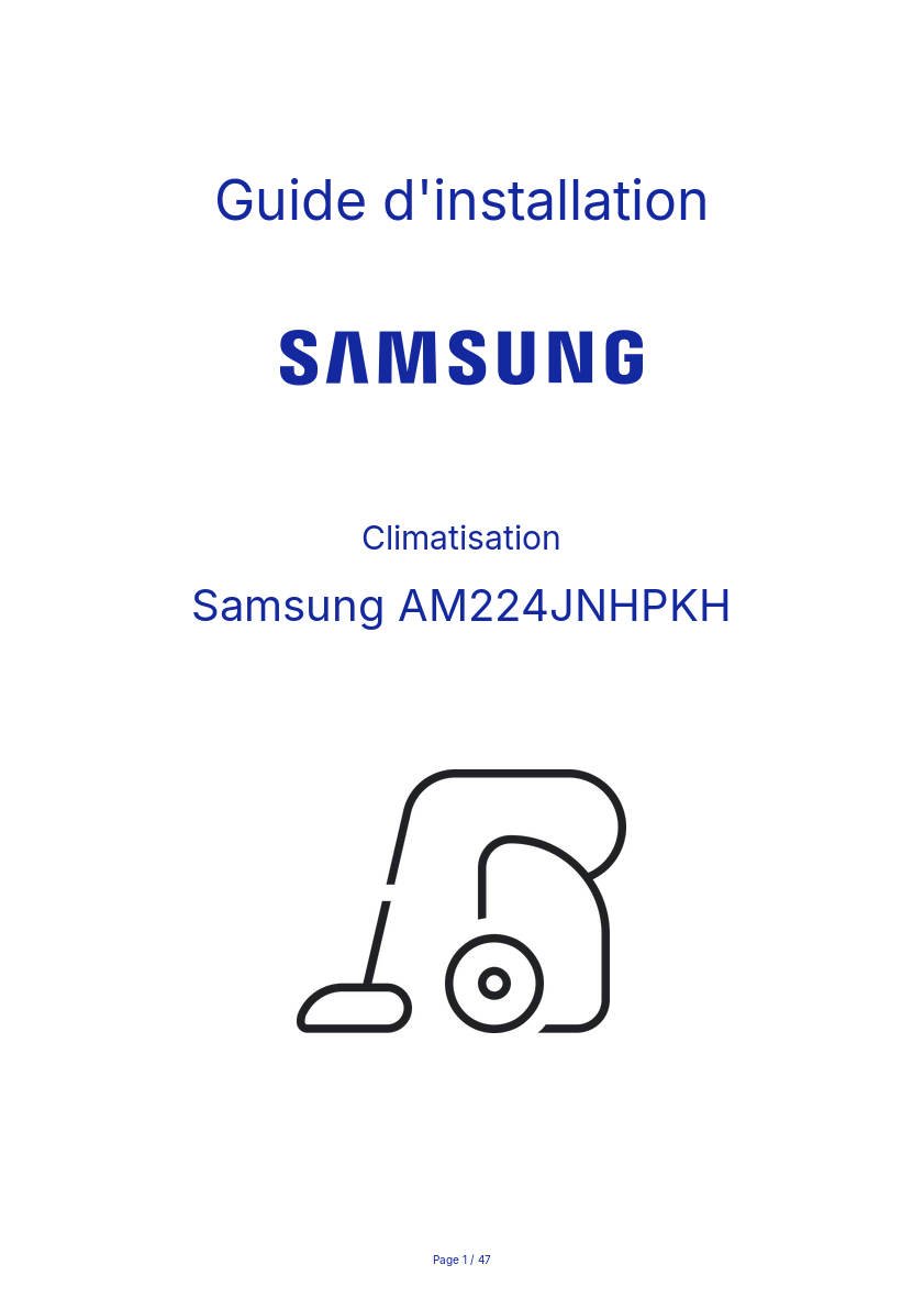 Page n°1 - Guide d'installation Samsung AM224JNHPKH