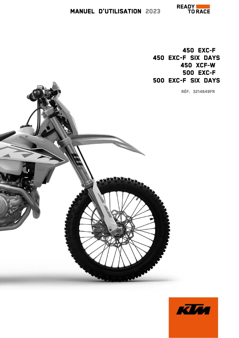 Page n°1 - Manuel utilisateur KTM 500 EXC-F Six Days (2023)
