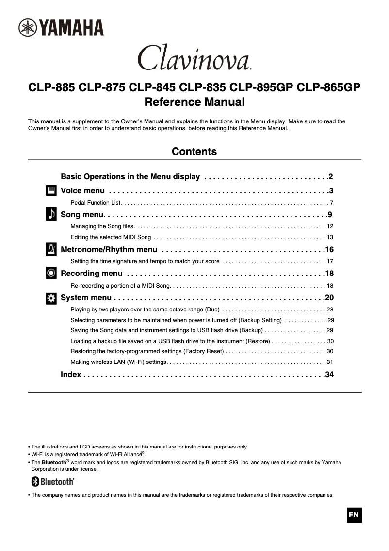 Image de la première page du manuel de l'appareil Clavinova CLP-865GP