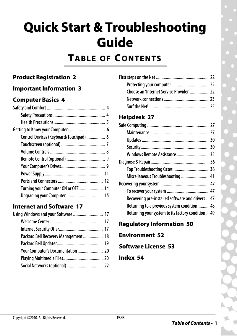 Image de la première page du manuel de l'appareil EasyNote NJ