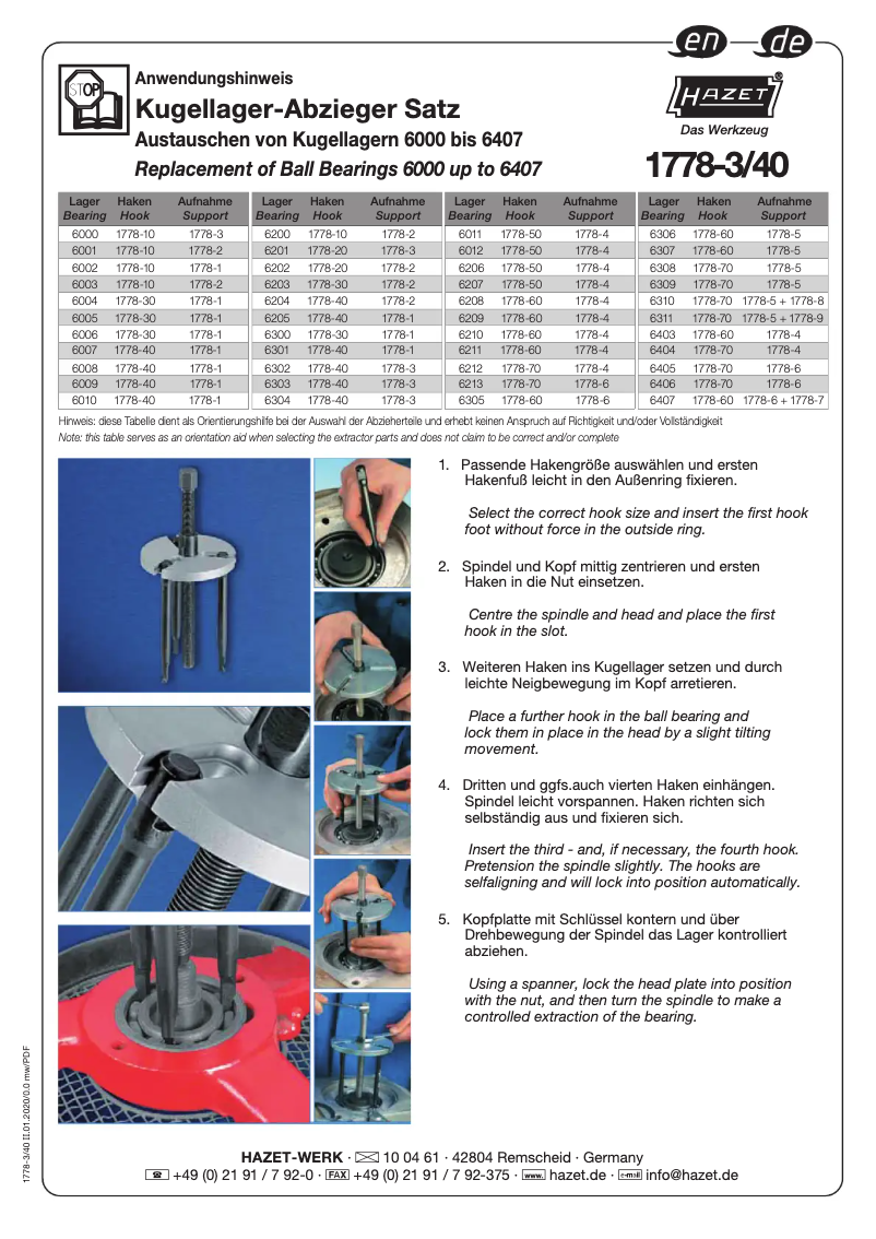 Page n°1 - Manuel utilisateur Hazet 1778-3/40