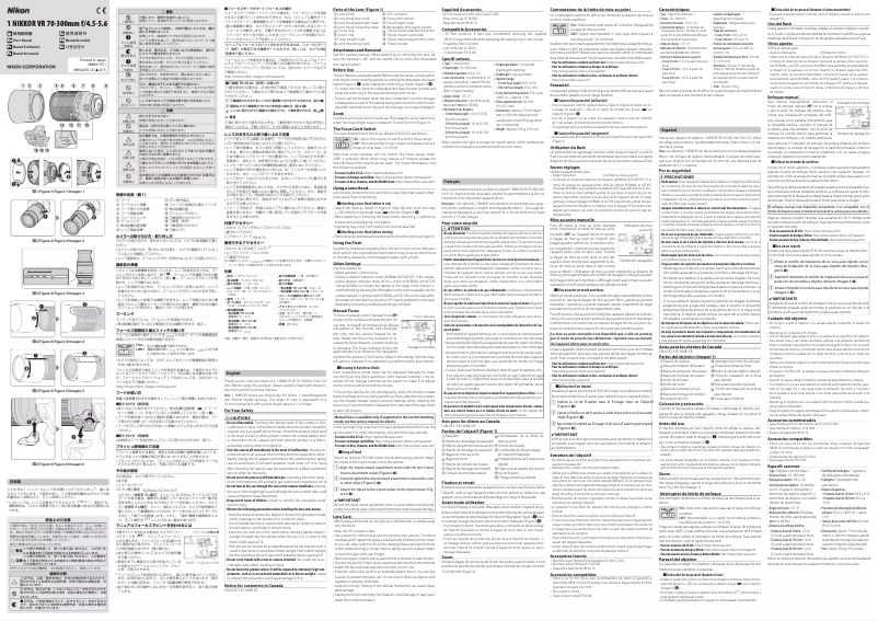 Page 1 de la notice Manuel utilisateur Nikon Nikkor 1 VR 70-300mm f/4.5-5.6