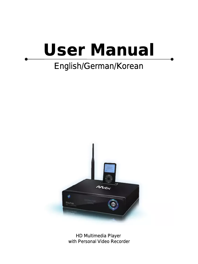 Image de la première page du manuel de l'appareil MXPVR-1000