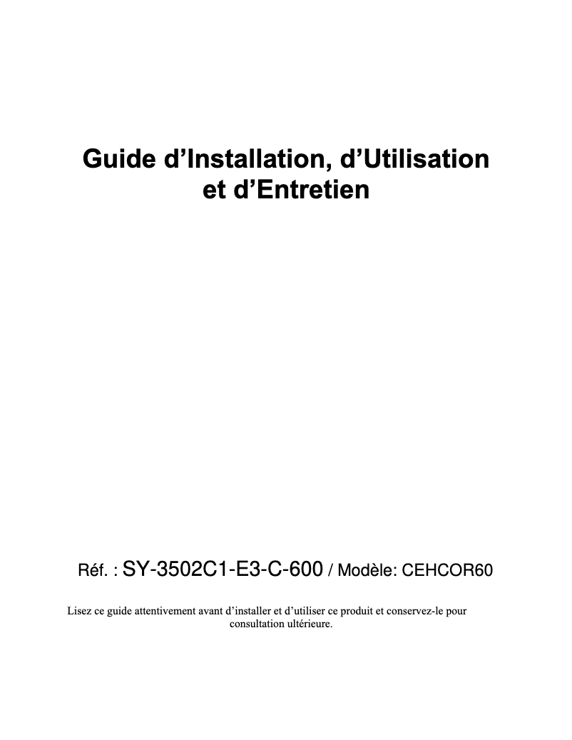 Page 1 de la notice Manuel utilisateur Continental Edison CEHCOR60