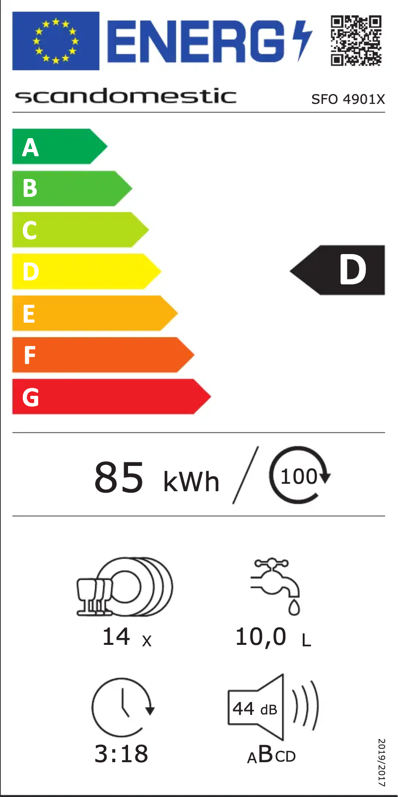 Page 1 de la notice Label énergétique Scandomestic SFO 4901 X