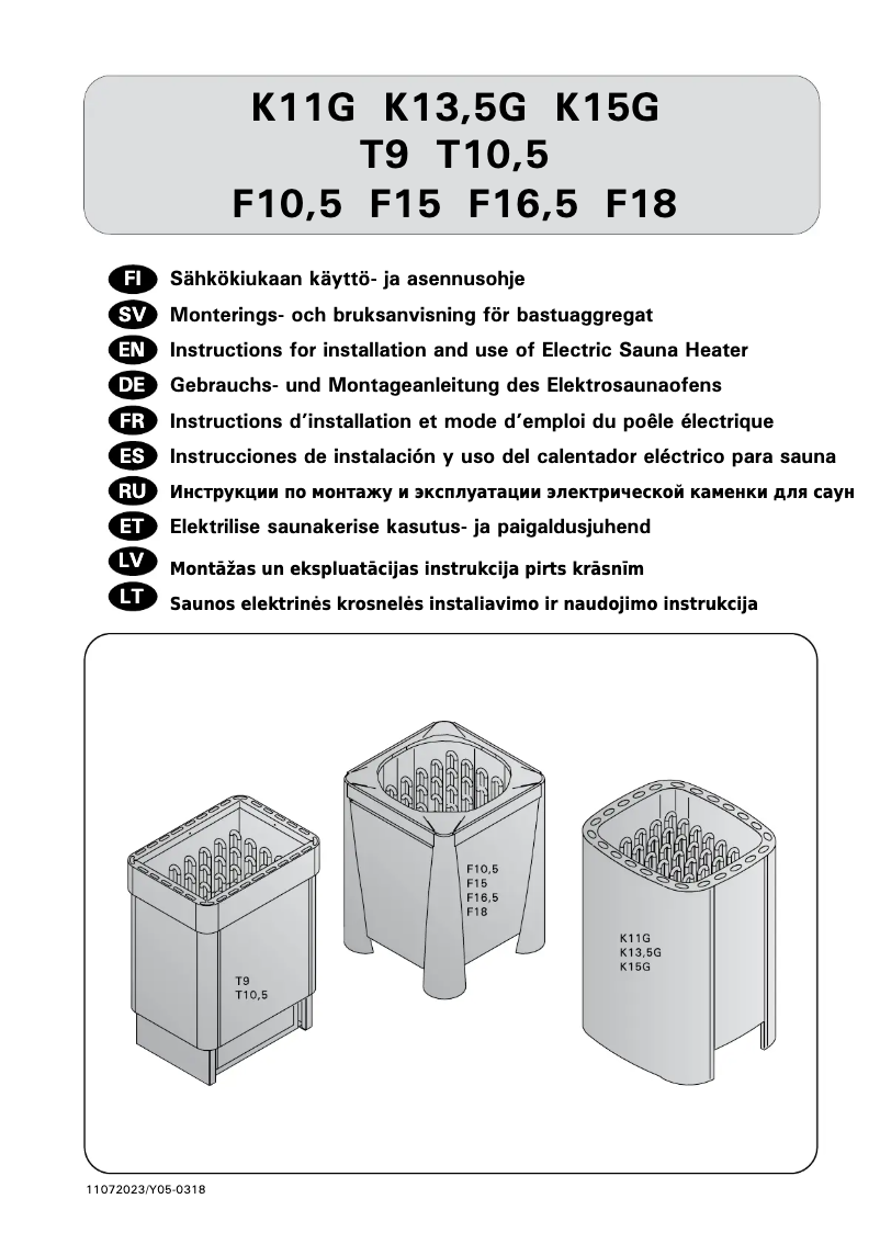 Page n°1 - Manuel utilisateur Harvia Senator T10,5 HSE105400
