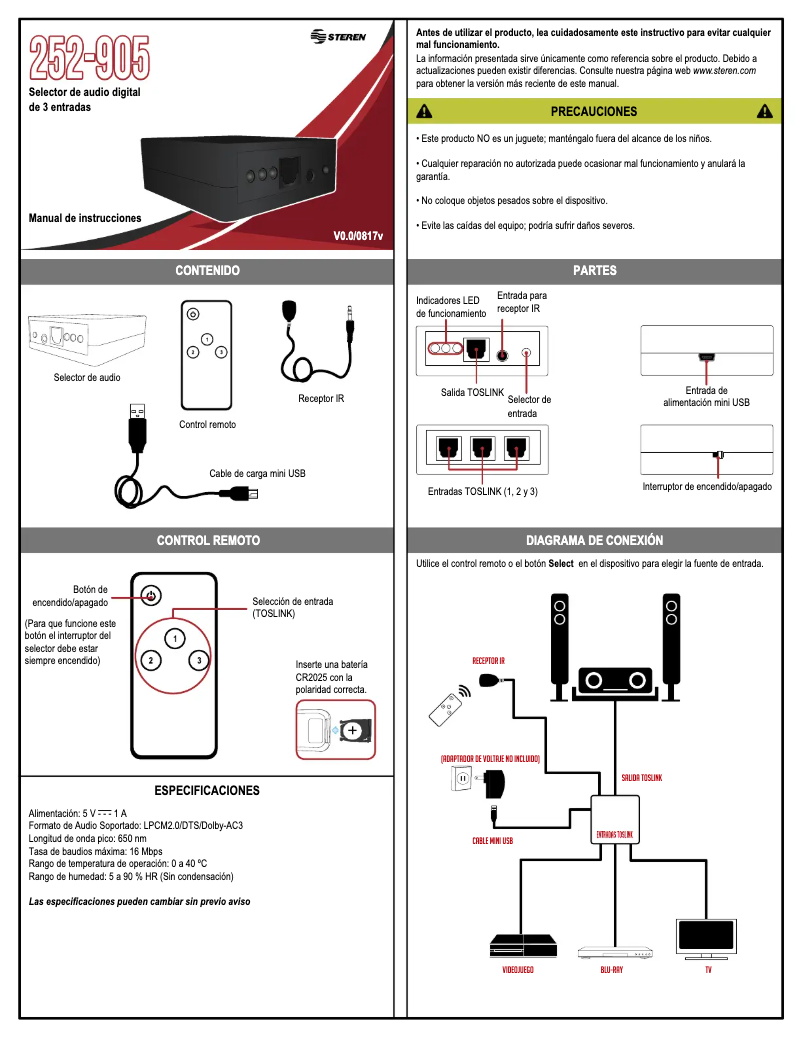 Image de la première page du manuel de l'appareil 252-905
