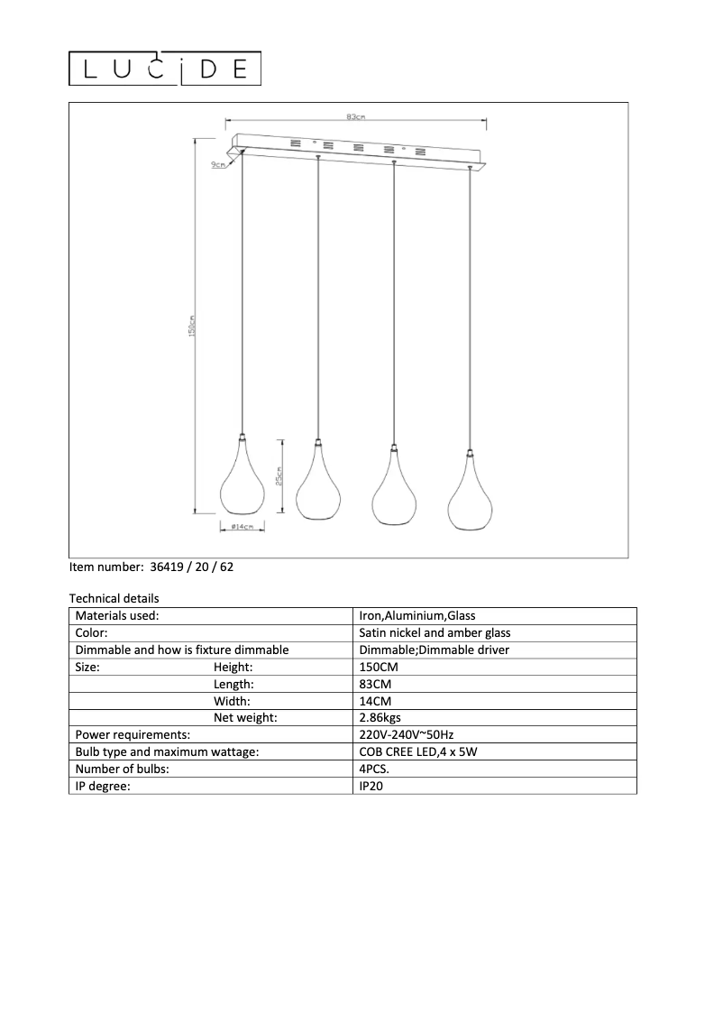 Page n°1 - Manuel utilisateur Lucide Jarich led 36419/20/62