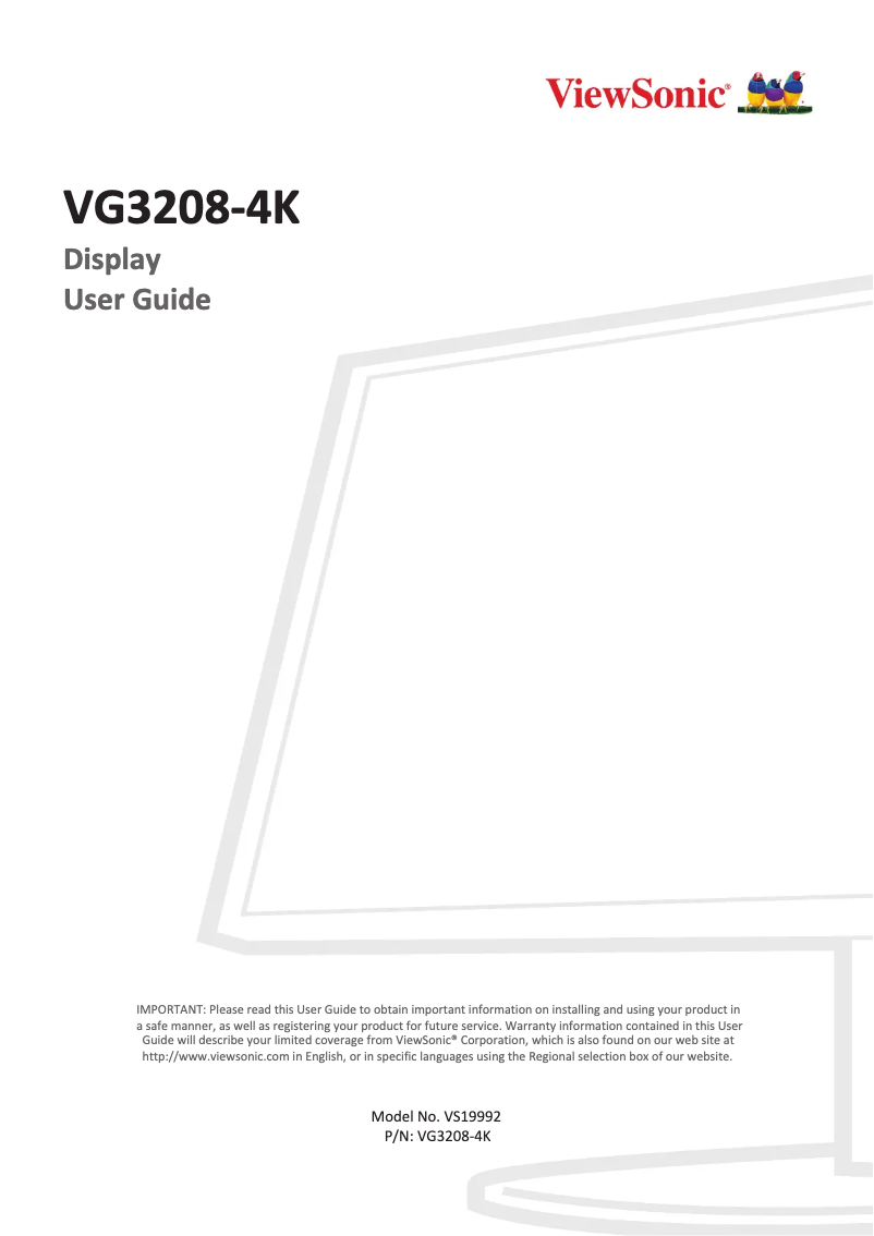 Page n°1 - Manuel utilisateur Viewsonic VG3208-4K