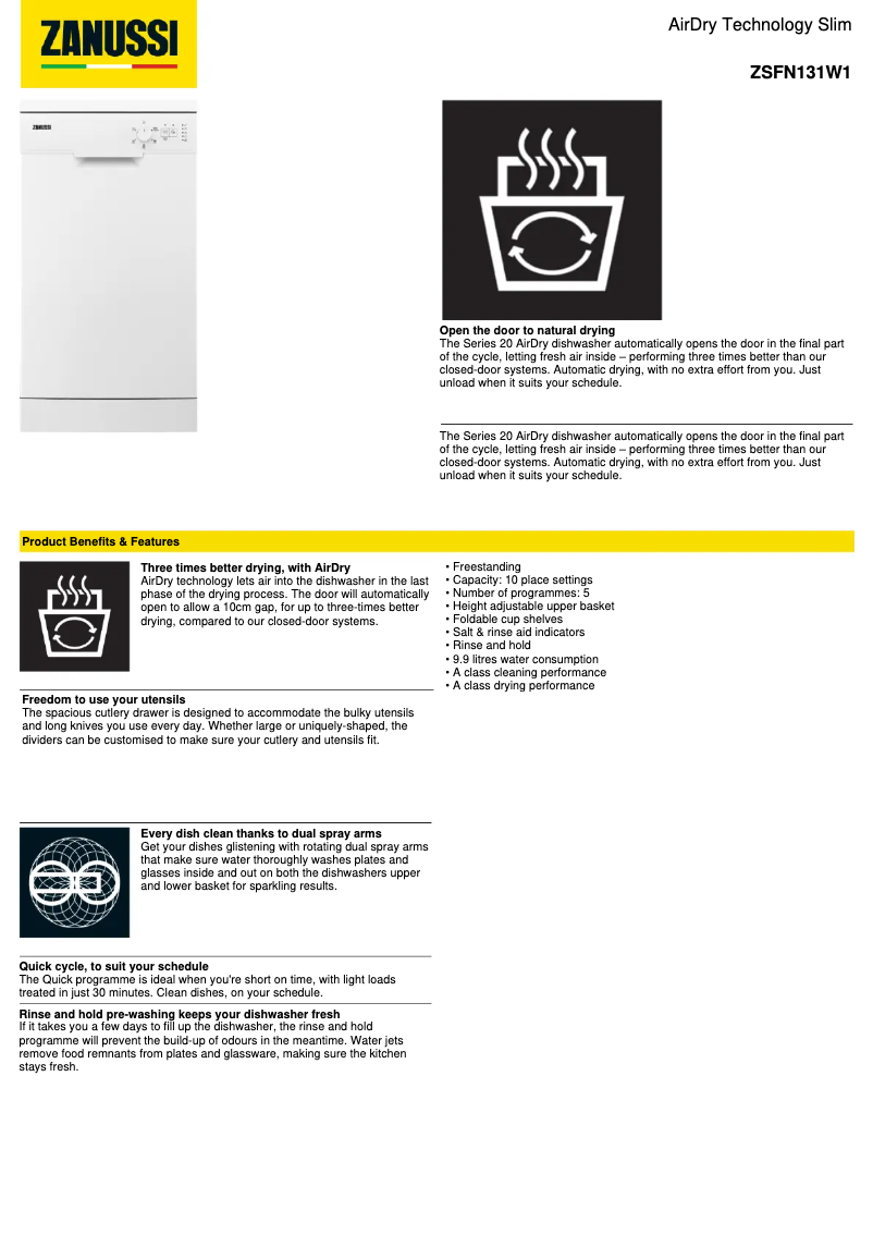 Image de la première page du manuel de l'appareil ZSFN131W1