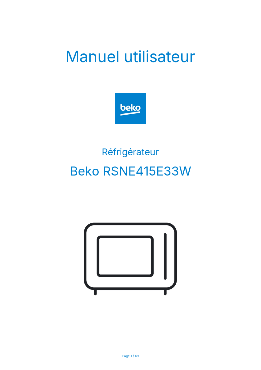Page n°1 - Manuel utilisateur Beko RSNE415E33W